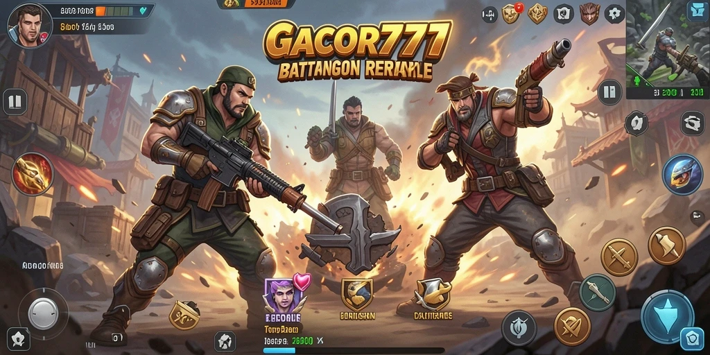 Tangkapan layar GACOR777 menunjukkan aksi seru dalam Battle Royale.