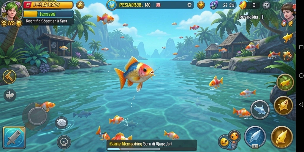 Tampilan gameplay PESIAR88 yang menegangkan saat menangkap ikan.