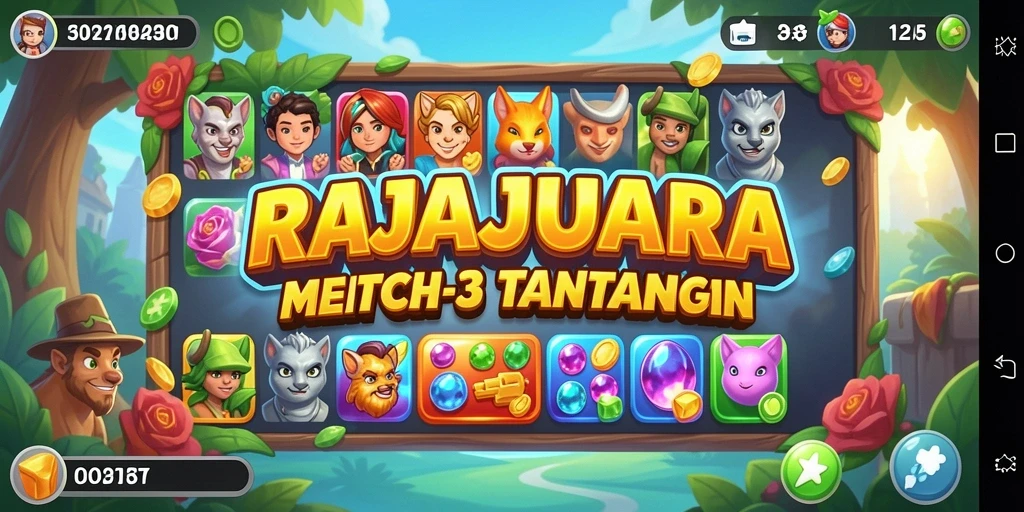 Tampilan gameplay seru RAJAJUARA dengan misi Match-3.